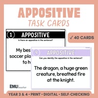 Appositive Task Cards | Essential & Nonessential Appositives | Sentence Writing - thumbnail 1 of 8
