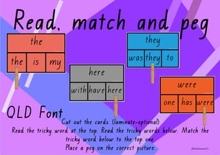 Tricky Word Match Activity (QLD font) - image 1 of 5