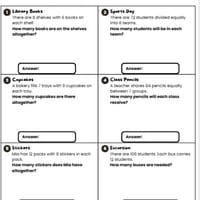 Year 4 Multiplication & Division Word Problems Worksheets | 24 Problems/Answers