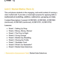 Mathematics - Unit 3 Market Maths - LESSON PLANS - Year 1 - thumbnail 3 of 4