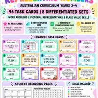 Australian Curriculum Maths Task Cards Years 3–5 | Differentiated Growing Bundle - thumbnail 6 of 8