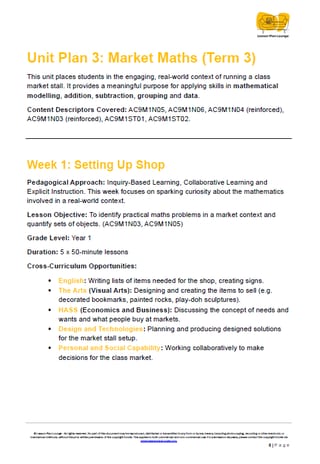 Mathematics - Unit 3 Market Maths - LESSON PLANS - Year 1 - image 4 of 4