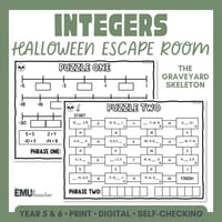 Halloween Math Escape Room | Integers | Negative Numbers & Ordering | AC9M6N01 - thumbnail 1 of 7