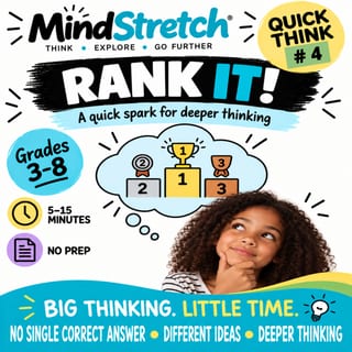 Rank It! | Quick Think #4 | Critical Thinking & Ranking Activity | HPGE & Mixed-Ability | Years 3-8 - image 1 of 4
