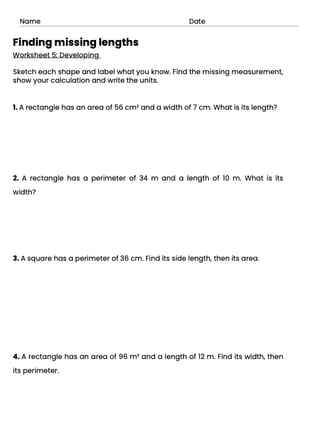 Area and Perimeter Worksheets for Years 4-6 - image 3 of 4