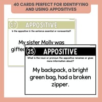 Appositive Task Cards | Essential & Nonessential Appositives | Sentence Writing - thumbnail 2 of 8