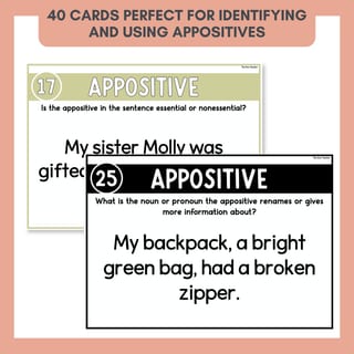 Appositive Task Cards | Essential & Nonessential Appositives | Sentence Writing - image 2 of 8