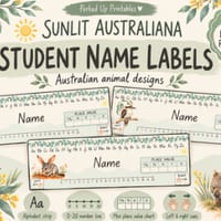 Editable Student Desk Name Labels Sunlit Australiana | PowerPoint | Australian - thumbnail 1 of 4