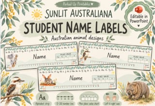Editable Student Desk Name Labels Sunlit Australiana | PowerPoint | Australian - image 1 of 4