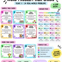 Addition & Subtraction Word Problems Bundle | Years 3–5 | Task Cards & Worksheet - thumbnail 2 of 7