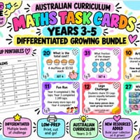 Australian Curriculum Maths Task Cards Years 3–5 | Differentiated Growing Bundle - thumbnail 1 of 8