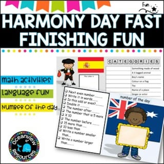 Number and Reading - Harmony Day version  Independent work packet - image 1 of 4