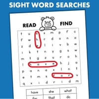 Word Searches for Beginning Readers Sight Words CVC Word Families Theme Words - thumbnail 2 of 4