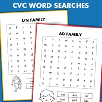 Word Searches for Beginning Readers Sight Words CVC Word Families Theme Words - thumbnail 3 of 4