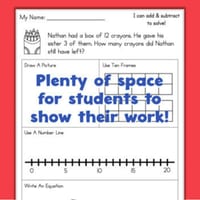 Year 1 Word Problems Maths Worksheets Addition & Subtraction to 20 - thumbnail 2 of 4