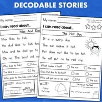 Kindergarten Foundation Reading Comprehension Worksheets Decodable Passages with Questions - thumbnail 2 of 3