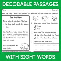 Year 1 Reading Comprehension Worksheets Decodable Passages with Questions - thumbnail 2 of 4