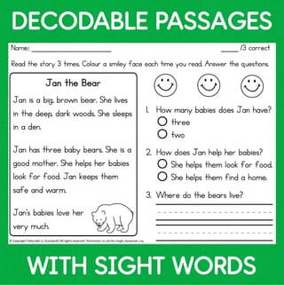 Year 1 Reading Comprehension Worksheets Decodable Passages with Questions - image 2 of 4
