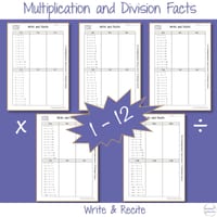 BUNDLE WORKSHEETS 1-12 Basic Multiplication Division Facts Math Times Tables - thumbnail 3 of 8