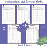 BUNDLE WORKSHEETS 1-12 Basic Multiplication Division Facts Math Times Tables - thumbnail 4 of 8