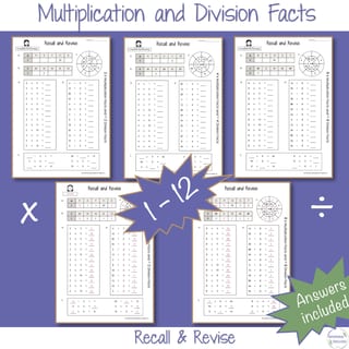 BUNDLE WORKSHEETS 1-12 Basic Multiplication Division Facts Math Times Tables - image 4 of 8