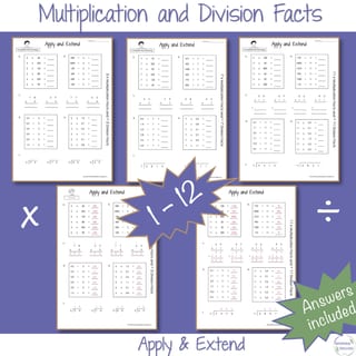 BUNDLE WORKSHEETS 1-12 Basic Multiplication Division Facts Math Times Tables - image 5 of 8