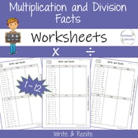 BUNDLE WORKSHEETS 1-12 Basic Multiplication Division Facts Math Times Tables - thumbnail 6 of 8