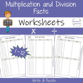 BUNDLE WORKSHEETS 1-12 Basic Multiplication Division Facts Math Times Tables - image 6 of 8