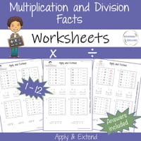 BUNDLE WORKSHEETS 1-12 Basic Multiplication Division Facts Math Times Tables - thumbnail 8 of 8