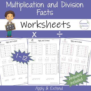 BUNDLE WORKSHEETS 1-12 Basic Multiplication Division Facts Math Times Tables - image 8 of 8