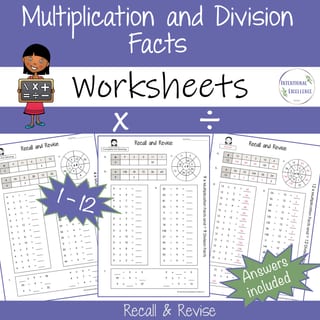 BUNDLE WORKSHEETS 1-12 Basic Multiplication Division Facts Math Times Tables - image 7 of 8
