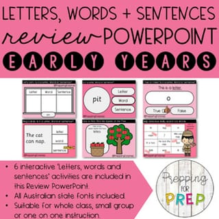 LETTERS/ WORDS/ SENTENCES REVIEW POWERPOINT- 6 ACTIVITIES INCLUDED - image 1 of 4