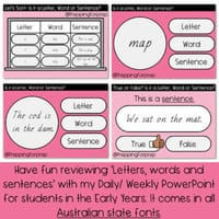 LETTERS/ WORDS/ SENTENCES REVIEW POWERPOINT- 6 ACTIVITIES INCLUDED - thumbnail 3 of 4