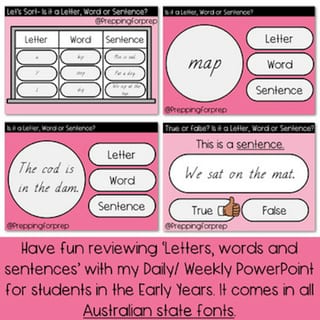 LETTERS/ WORDS/ SENTENCES REVIEW POWERPOINT- 6 ACTIVITIES INCLUDED - image 3 of 4