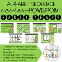 ALPHABET SEQUENCE REVIEW POWERPOINT- 7 REVIEW ACTIVITIES INCLUDED