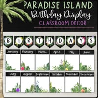 Tropical Birthday Display -  EDITABLE! Tropical Classroom Decor - thumbnail 1 of 3