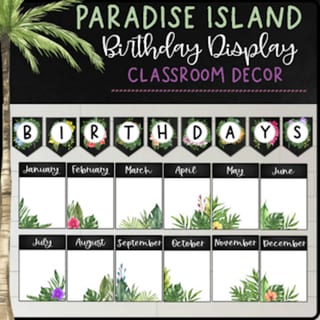 Tropical Birthday Display - EDITABLE! Tropical Classroom Decor - image 1 of 3