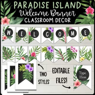Tropical Welcome Banner - editable! Classroom Decor - image 1 of 3