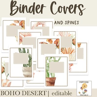 Boho Desert Binder Covers and Spines - EDITABLE!  - 2 sizes A4 and Letter - image 1 of 3