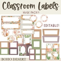 Boho Desert Classroom Label Pack - EDITABLE
