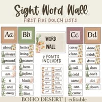 Boho Desert Sight Word Wall Display - Dolch words - EDITABLE - thumbnail 1 of 3