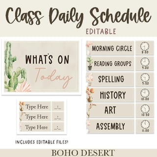 Boho Desert Daily Classroom Schedule - Editable - image 1 of 3