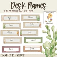 Boho Desert Desk Name Plates - Editable! Classroom Decor