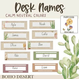Boho Desert Desk Name Plates - Editable! Classroom Decor - image 1 of 4