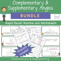 Complementary and Supplementary Angles Year 4 - 6 Math Review Warm up and Worksheets | BUNDLE - thumbnail 1 of 7