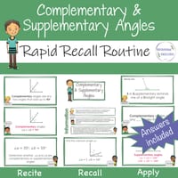 Complementary and Supplementary Angles Year 4 - 6 Math Review Warm up and Worksheets | BUNDLE - thumbnail 2 of 7
