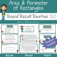 Area and Perimeter of Rectangles Math Warm Up Rapid Recall Routine Revision Year 5 & 6