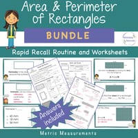 BUNDLE Area and Perimeter of Rectangles Math Warm Up & Worksheets Year 5 & 6