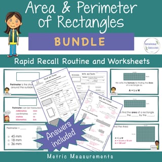 BUNDLE Area and Perimeter of Rectangles Math Warm Up & Worksheets Year 5 & 6 - image 1 of 7