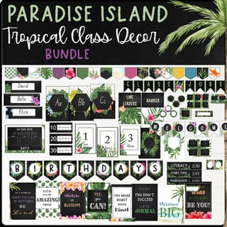 Tropical Classroom Decor Bundle - EDITABLE - image 1 of 7